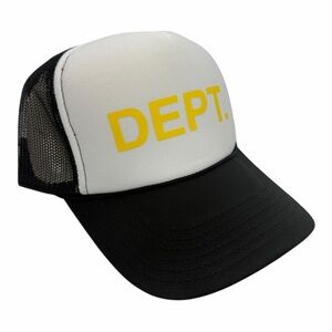 NEW VINTAGE DEPARTMENT DEPT FASHION BLACK WHITE MESH TRUCKER HAT CAP 5 PANEL